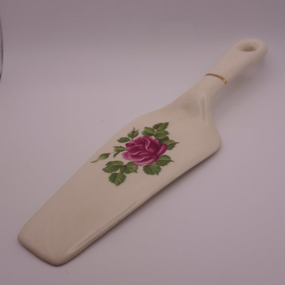 The Harker Pottery Co 22 KT. GOLD Rose Pattern 6inch Plate & Matching Pie Server - Picture 8 of 14